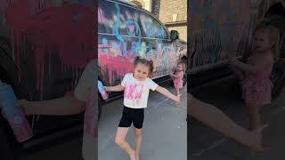 Lani and Mia spray painted dads truck then this happens #shorts