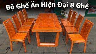 Bộ Bàn Ghế Ăn Mẫu Hiện Đại 8 Ghế Gỗ Hương - Mặt Tràn | Đồ Gỗ Bảo Lộc
