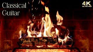 Relaxing Classical Guitar Music Fireplace  Acoustic Instrumental Fireplace Ambience