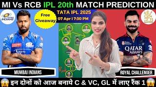 MI vs RCB Today Match Prediction | Mumbai Indians vs Royal Challengers Bengaluru IPL 2025 20th Match