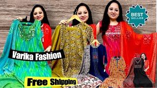 Varika Fashion Brings You Premium Cotton Handblock & Ajrak Patch Work 1, 2 & 3 Piece Suit & Anarkali