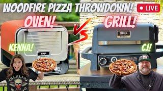 NINJA WOODFIRE PIZZA THROWDOWN LIVE!  OVEN vs. GRILL! KENNA vs. CJ!