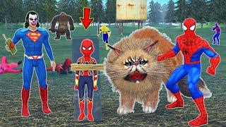 team spider man vs bad guy joker ►  spiderman rescue kid Spider-Man from Joker saw - funny animation