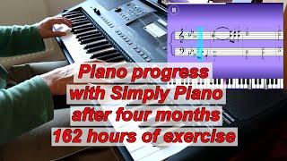 Progress in teaching a keyboard instrument after the 4nd month of practice.