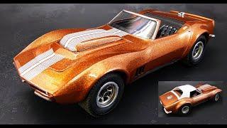 1968 CHEVY CORVETTE C3 327 CUSTOM 1/25 SCALE MODEL KIT BUILD HOW TO ENGINES CHROME TRIM AMT 1236