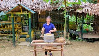 Design and install a traditional stone mill to grind corn and rice for chickens and ducks