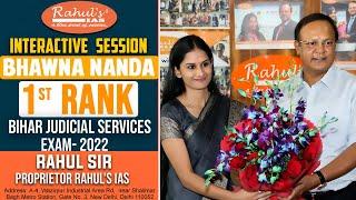 FULL VIDEO - Bhawna Nanda | 1st Rank | BJS 2022 |  With Rahul Sir and Other Teachers of Rahul’s IAS.