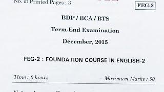 IGNOU PAPER-  BCA, BDP, BTS, FOUNDATION COURSE IN ENGLISH-2, DECEMBER 2015