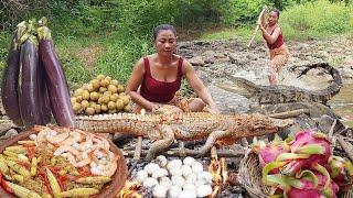 Crocodile roasted , Shrimp with baby corn, Cooking Bamboo shoot with Fish paste Chili + 5 video