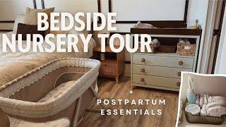 Minimalistic Bedside Nursery Tour + Postpartum Essentials