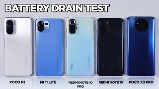 POCO F3 / Mi 11 Lite / Redmi Note 10 Pro / Redmi Note 10 / POCO X3 Pro BATTERY DRAIN TEST | Zeibiz