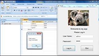 Visual Basic .Net Login Form Using Access 2007 Database And Play Sound Part 1/2