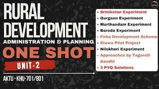 Rural Development: Administration & Planning | Unit-2 One Shot | KHU-701 | PYQ Solutions | Aktu Exam