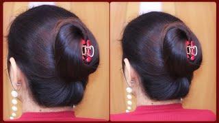 No Pins Required! Quick & Easy Clutcher Bun Hairstyle for an Elegant Look |  Easy Juda Bun Hairstyle