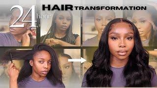 24hr hair transformation | BRAIDS to BUNDLES ft. AliPearl Hair