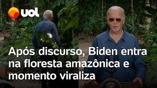 Biden discursa na Amazônia, caminha para dentro da floresta após coletiva e momento viraliza; vídeo