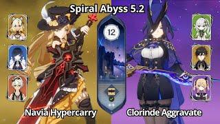 C0 Navia Hypercarry & C0 Clorinde Aggravate - Spiral Abyss 5.2 Floor 12 Genshin Impact