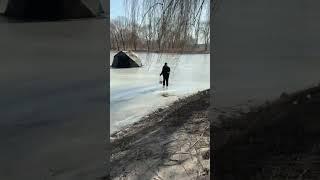 Winter camp️on frozen lake  #adventure #china  #shorts