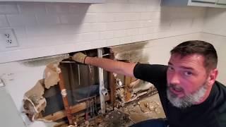 Cabinet Removal/Sheetrock Replacement - Water Damage Kitchen Repair (1/3)