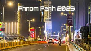 Scene Night Of Phnom Penh City Cambodia 2023 Street View