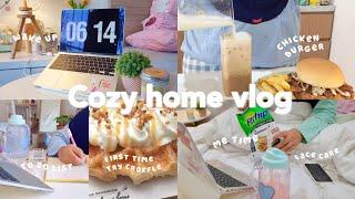 A day in my life: cozy at home vlog, making chicken burger,first time try croffle,me time