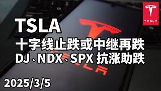 美股 特斯拉(TSLA) 收十字线是止跌？还是中继再跌？