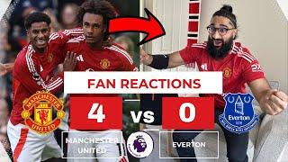 Manchester United 4-0 Everton - CRAZY Man United Fans Reactions- Rashford & Zirkzee BRACE ️️