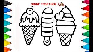 Learn Colors with Easy and Advanced Ice Cream Drawing Painting For Beginners / Rainbow Ice Cream/