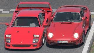 Ferrari F40 vs Porsche 959 at Monza