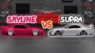 SUPRA VS GTR in PIXEL CAR RACER!