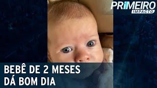 Bebê de 2 meses viraliza na internet ao falar "Bom dia" | Primeiro Impacto (11/01/22)