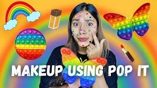 Makeup Using Pop it🟢🟠🟣 #challenge #funnymakeup #makeup #missgarg #funny #funnychallenge #shorts