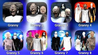 Granny 1, 2, 3, 3, 4, 5, 6, 7 & 8 Full Gameplay || Granny 4 | Granny Mod | Granny Grandpa Game