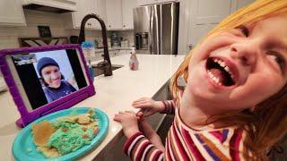 Adley Learns how to CALL ME!! Funny Family facetime and crazy travel routine (kids make pancake art)