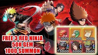 Battle Of Shadows Gameplay - Free 3 Red Ninja & 1000 Summon & 50K Gem Android Naruto Game