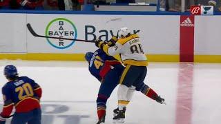 Bortuzzo open ice hit on Tanner Jeannot