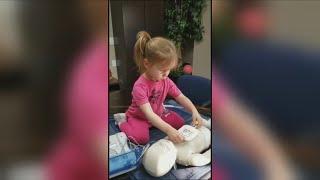 2-year-old already familiar with CPR, AED training machines