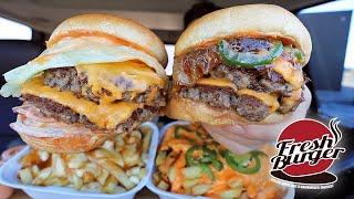 MUKBANG EATING Fresh Burger Double Burgers, Cali Fries, Poutine | Family Business