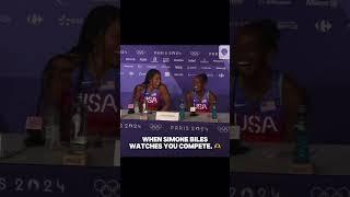 Tara Davis-Woodhall and Jasmine Moore’s reaction to Simone watching them compete is everything.