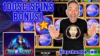 ⫸⫸HUGE 100SC/Spin BONUS  Blue Wizard  ChumbaCasino.com