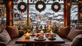 Cozy Christmas Coffee Shop Ambience with Smooth Jazz Music️Holiday Jazz Ambience to Relax, Reading