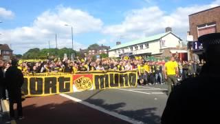 Borussia Dortmund fans pre-champions league final outside Wembley Stadium (HD)