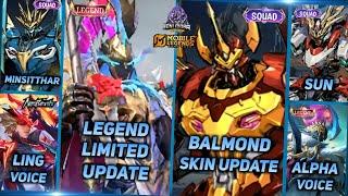 BALMOND/SUN/MINSITTHAR & ARGUS SKIN SQUAD, UPDATE ALPHA LEGEND, LING SKIN VOICE - MLBB UPCOMING SKIN