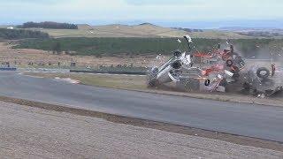 SMRC Sports & Saloons 2018. Race 2 Knockhill Racing Circuit. Kenneth McKell Huge Crash Flips