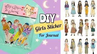 DIY girls sticker for journal | How to make girls sticker for journal | Diy journal supplies