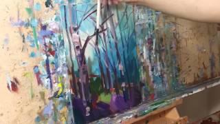 Trees Woodland Impressionist Oil Painting Demo - Loose Brush by JOSE TRUJILLO