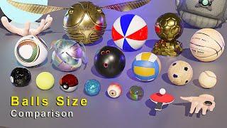 Balls Size Comparison 3D | Sport balls size comparison