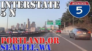 I-5 North - Downtown Portland OR to Downtown Seattle WA - 4K Highway Drive