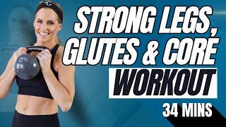 Strong Legs Glutes & Core Workout - Dumbbells & Optional Mini Bands