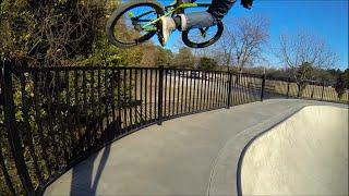 BMX Big Fufanu on skatepark rail